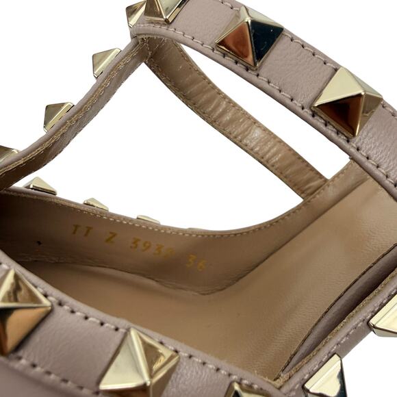 New Valentino Garavani Rockstud Caged Patent Leather Heels Beige Size 36 - Picture 11 of 11
